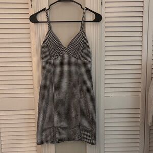 Black and White Checkered Midi Dress